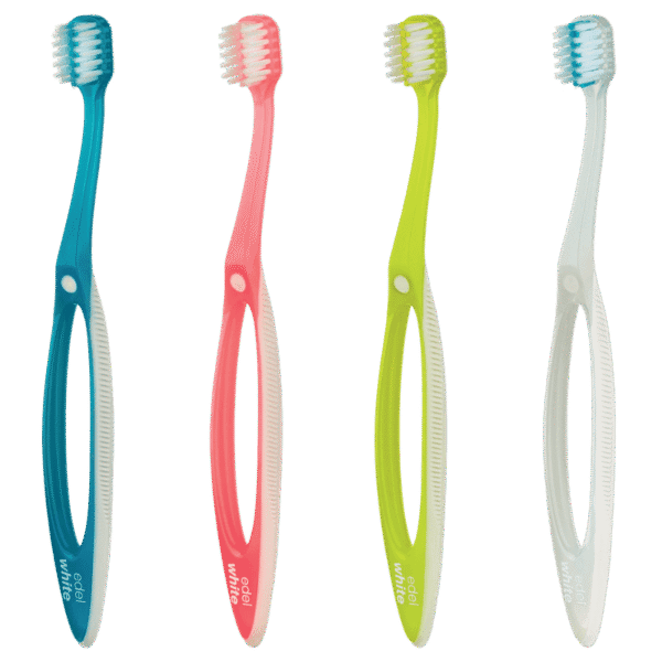 edel+white Zahnbürste ORTHO Pro Ortho Toothbrush – Gründliche Reinigung von Brücken und Zahnspangen. Zahnbürsten bunt mit ergonomischen Griff