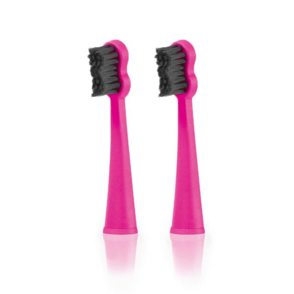 megasmile Sonic Black Whitening II Ersatzbürstenköpfe Shocking Pink – mit Aktivkohle-Borsten für sanfte Zahnaufhellung