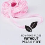 REACH Ultraclean Gentle Gum Care Floss Cannelle 50m- illustration infographique, non-toxic floss without PFAS & PTFE