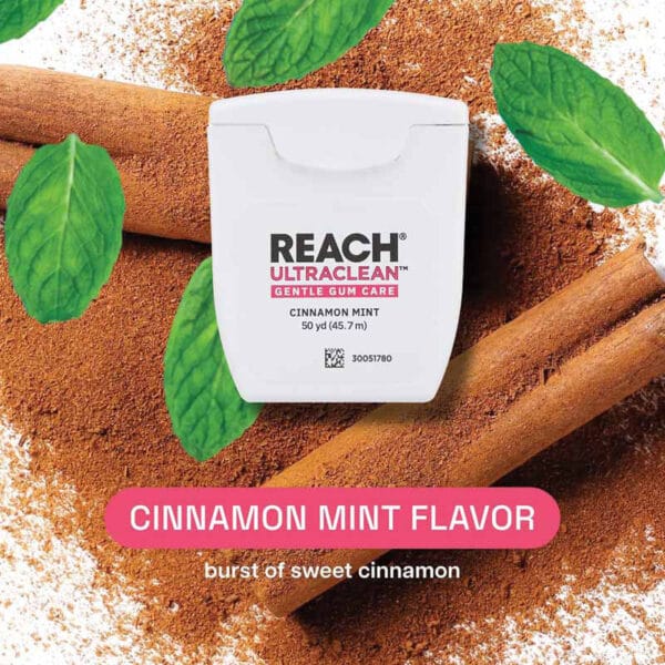 REACH Ultraclean Gentle Gum Care Floss cannelle 45m- illustration Cinnamon and Mint Flavor