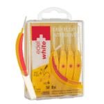 edel+white EasyFlex gebogene Interdentalbürste mit flexiblem Hals und antibakteriellem Schutzmantel zur Reinigung der Zahnzwischenräume, 0.7mm Grösse M, 6 Stück in gelb