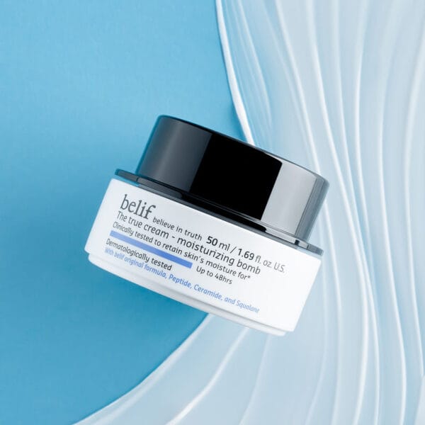 belif Ceramide Bomb Whip Cream, 50ml, Imagebild blau – Feuchtigkeitsspendende Gesichtscreme mit Ceramiden, Peptiden und Squalan für trockene & empfindliche Haut