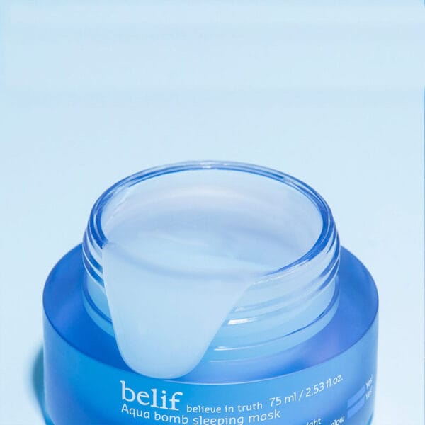 belif Jelly-Pudding Overnight Mask 75ml - Night mask with hyaluronic acid & niacinamide for intensive moisture. Image picture, cream without lid. 