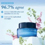 belif Aqua Bomb Sleeping Mask 75ml - texture and skin felt softer and smoother the next day. moisture felt replenished over night. clinical study. 
