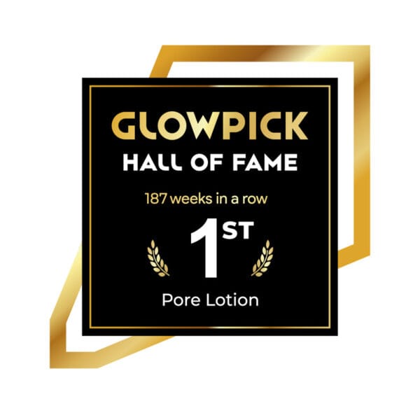 Dr. Belmeur Clarifying Facial Moisturizer 120ml – leichte Feuchtigkeitscreme für zu Akne neigende Haut mit Niacinamid und Panthenol. Abbildung Auszeichnung Glowpick, Hall of Fame 1st place, pore lotion.