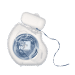 edel+white dental floss, Soft Woven Floss 40m in blister, with cinnamon - The woven floss for sensitive gums. Illustration dental floss two-colored. 