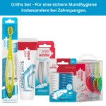 edel+white Ortho Set - solution complète d'hygiène dentaire pour les porteurs d'appareils dentaires avec brosse, fil dentaire, gel dentaire et brossettes interdentaires