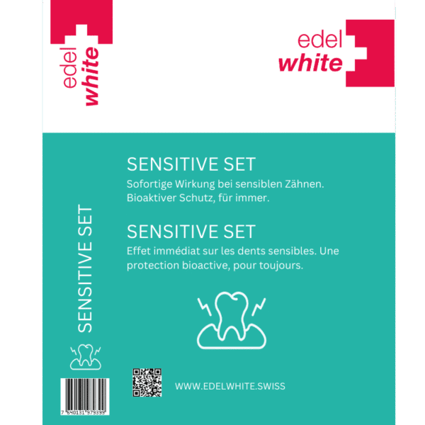 edel+white Sensitive Care Set - pour les dents sensibles et les gencives irritées. Image de l'étiquette 