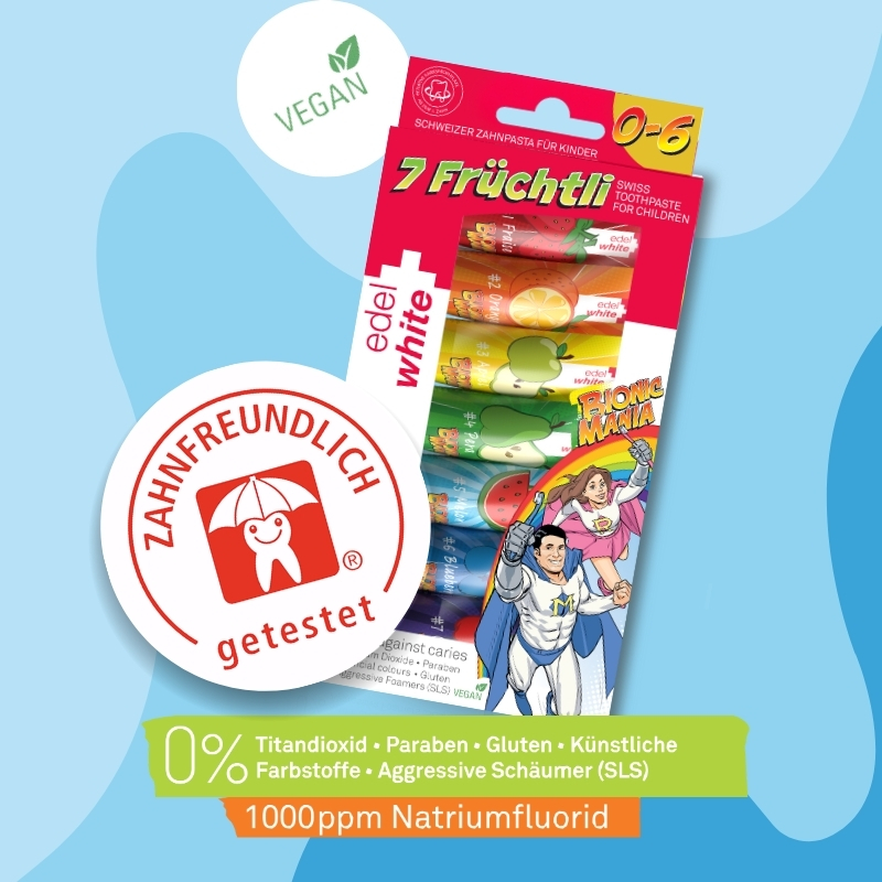 edel+white 7 Früchtli - Bionicmania children's toothpaste