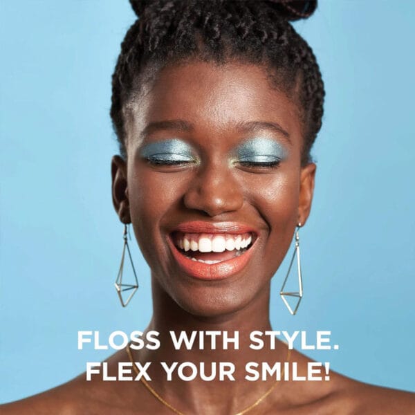 REACH POP dental floss mint - vegan, waxed dental floss with 384 micro threads & sustainable packaging, 50m. Picture Floss with Style. Flex your smile! 