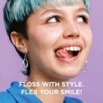 REACH POP Zahnseide Zimt – vegane, gewachste Zahnseide mit 384 Mikrofäden & nachhaltiger Verpackung, 50m. Abbildung Floss with Style. Flex your Smile!