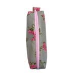 Cosmetic bag in sage green/pink handmade Size 22x7x5cm View closed at the top