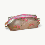 Kosmetiktasche in salbeigrün/rosa handgemacht Grösse 24x8x8cm Ansicht seitlich
